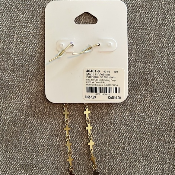 Claire's Gold Cross Dangling Earrings - Picture 3 of 3